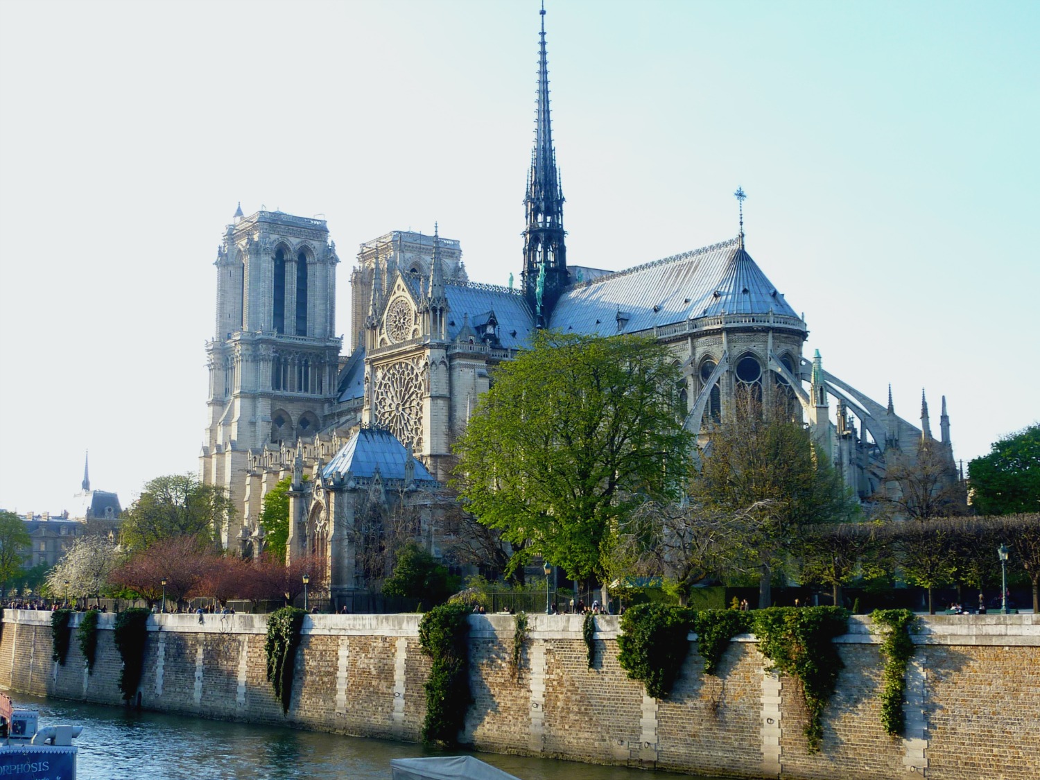 The rear view of Notre Dame Cathedral in Paris is not to be missed, especially in Spring