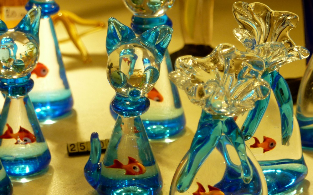 Glass island Murano Venice cat figurines 