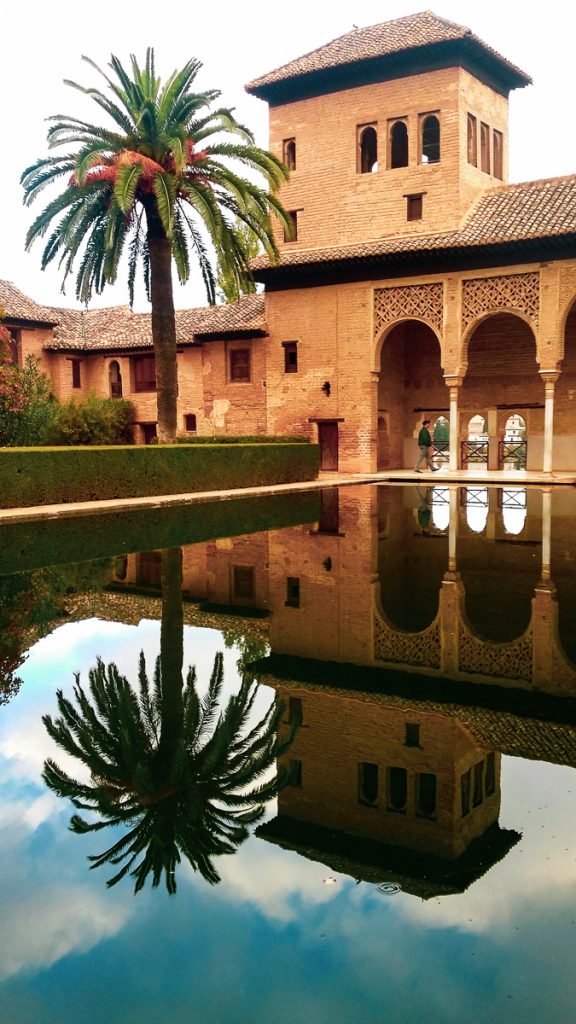 Torre de las Damas of the Alhambra reflection - 3 days in Granada Spain