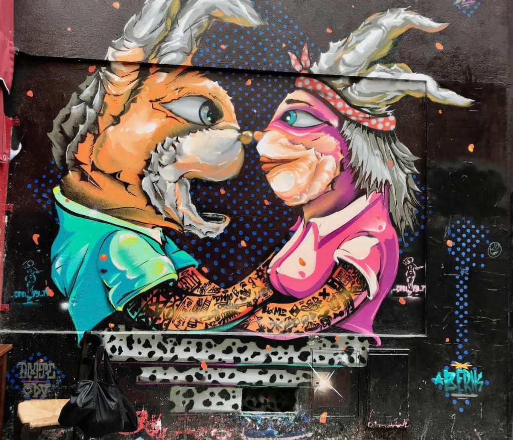 Street art mural love is in the air by Bern